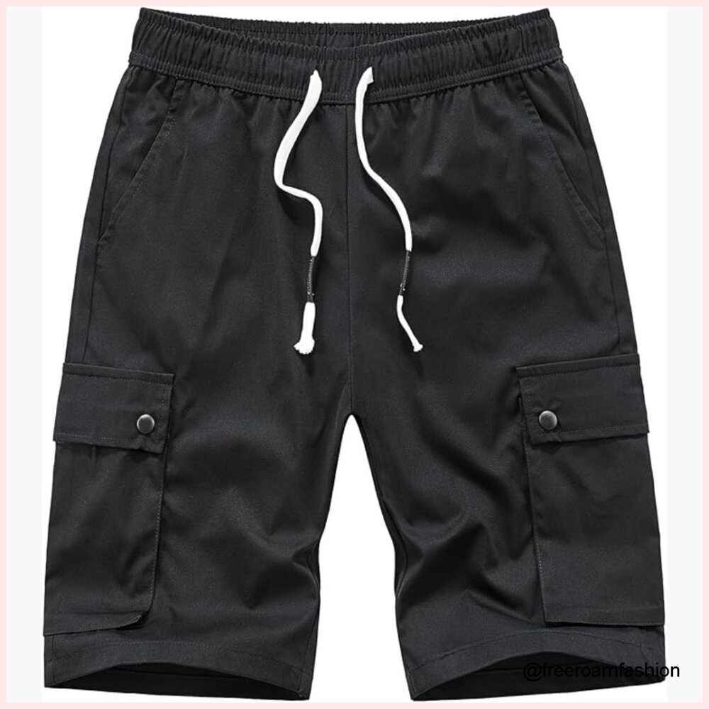 Women's Cargo Shorts Elastic Waist Multi-Pocket Outdoor Hiking Casual
